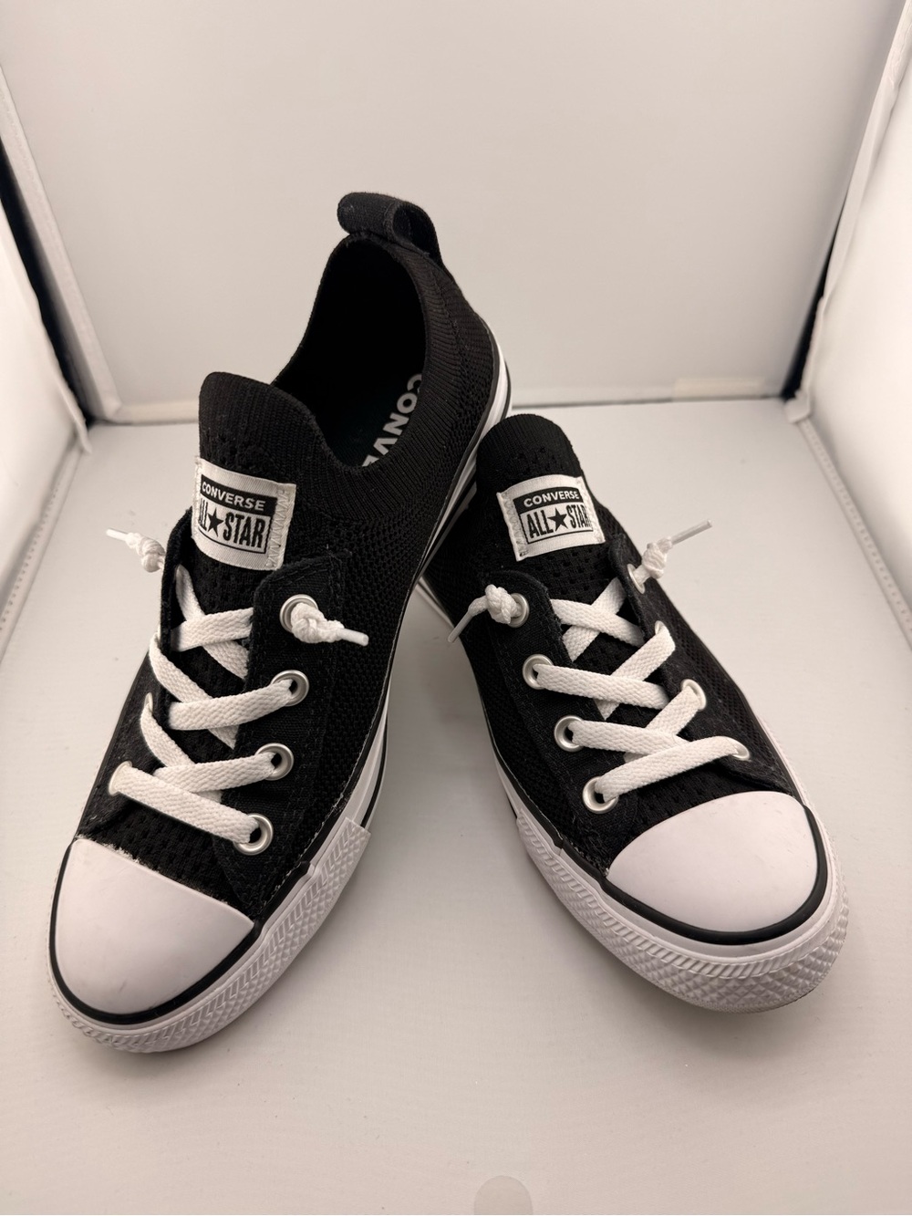 Converse Black and White Low-Top Knit Sneakers